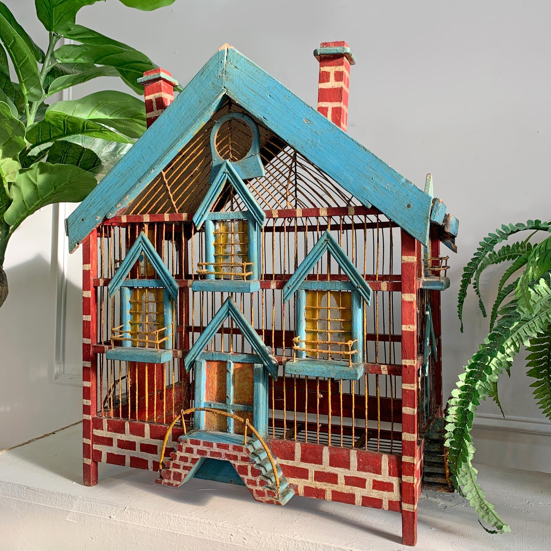 Hand-Crafted 19th Century German Folk Art Bird Cage For Sale