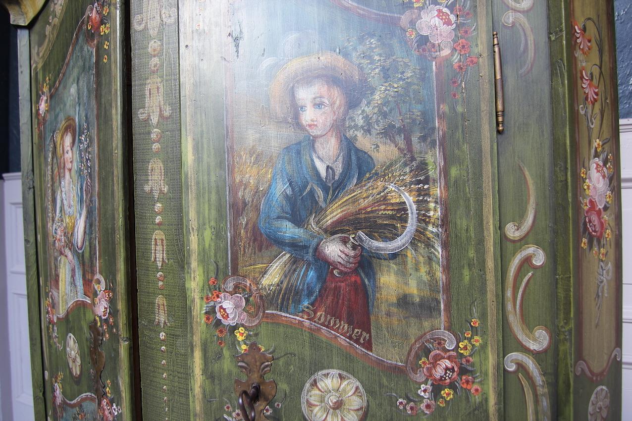 19th Century German Folk Art Painted Pine Cabinet 6