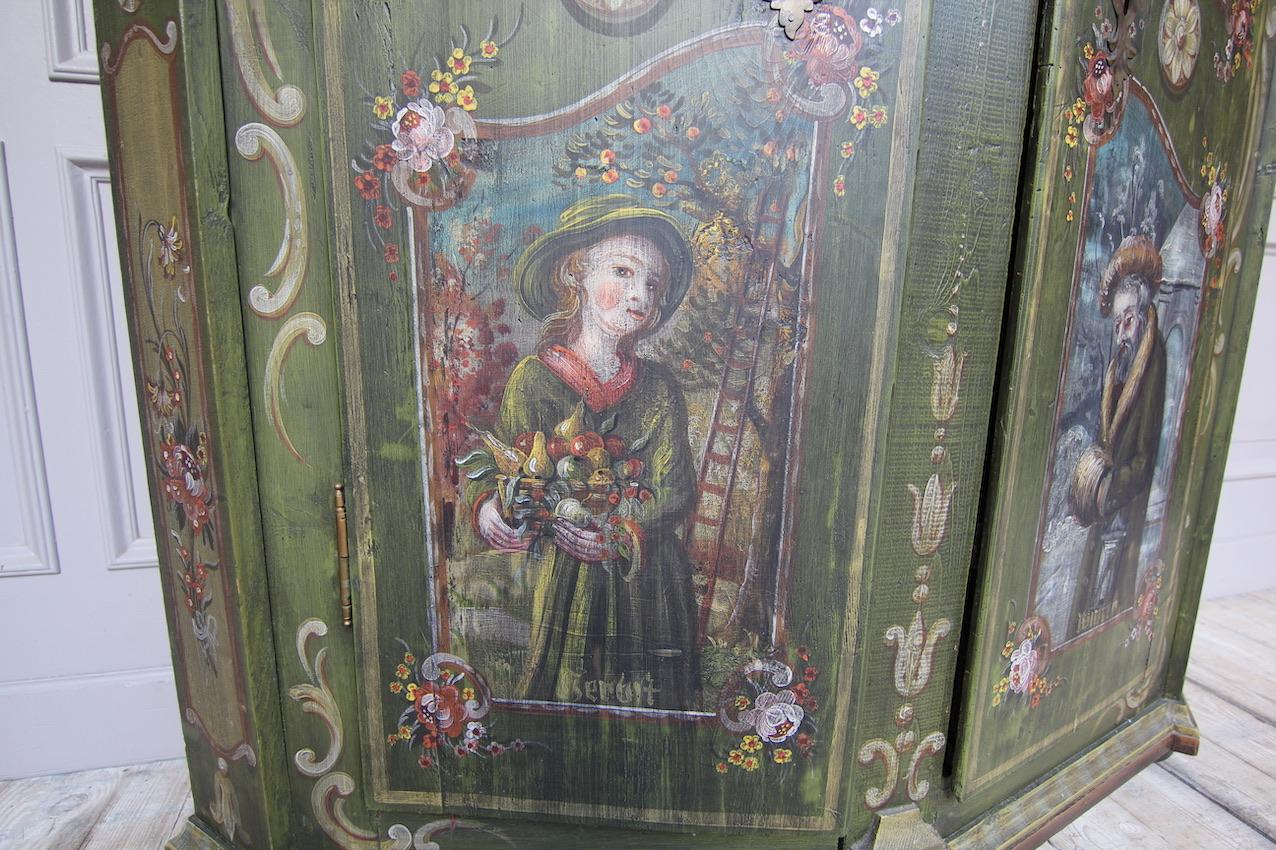 19th Century German Folk Art Painted Pine Cabinet 7
