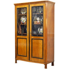 19th Century German Fruitwood and Ebonized Biedermeier Two-Door Book Case