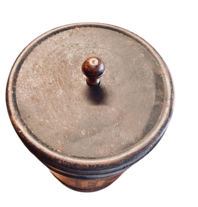 Hand-Crafted 19th Century German General Store Tole Coffee Storage Canister For Sale