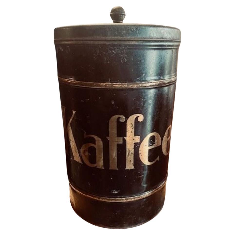 19th Century German General Store Tole Coffee Storage Canister For Sale