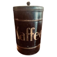 Antique 19th Century German General Store Tole Coffee Storage Canister