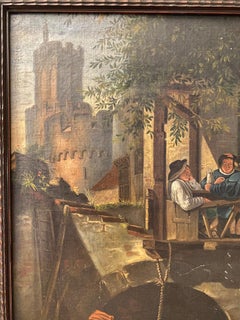 19th Century German Genre Painting Attrib. to Johann Sperl Village Scene