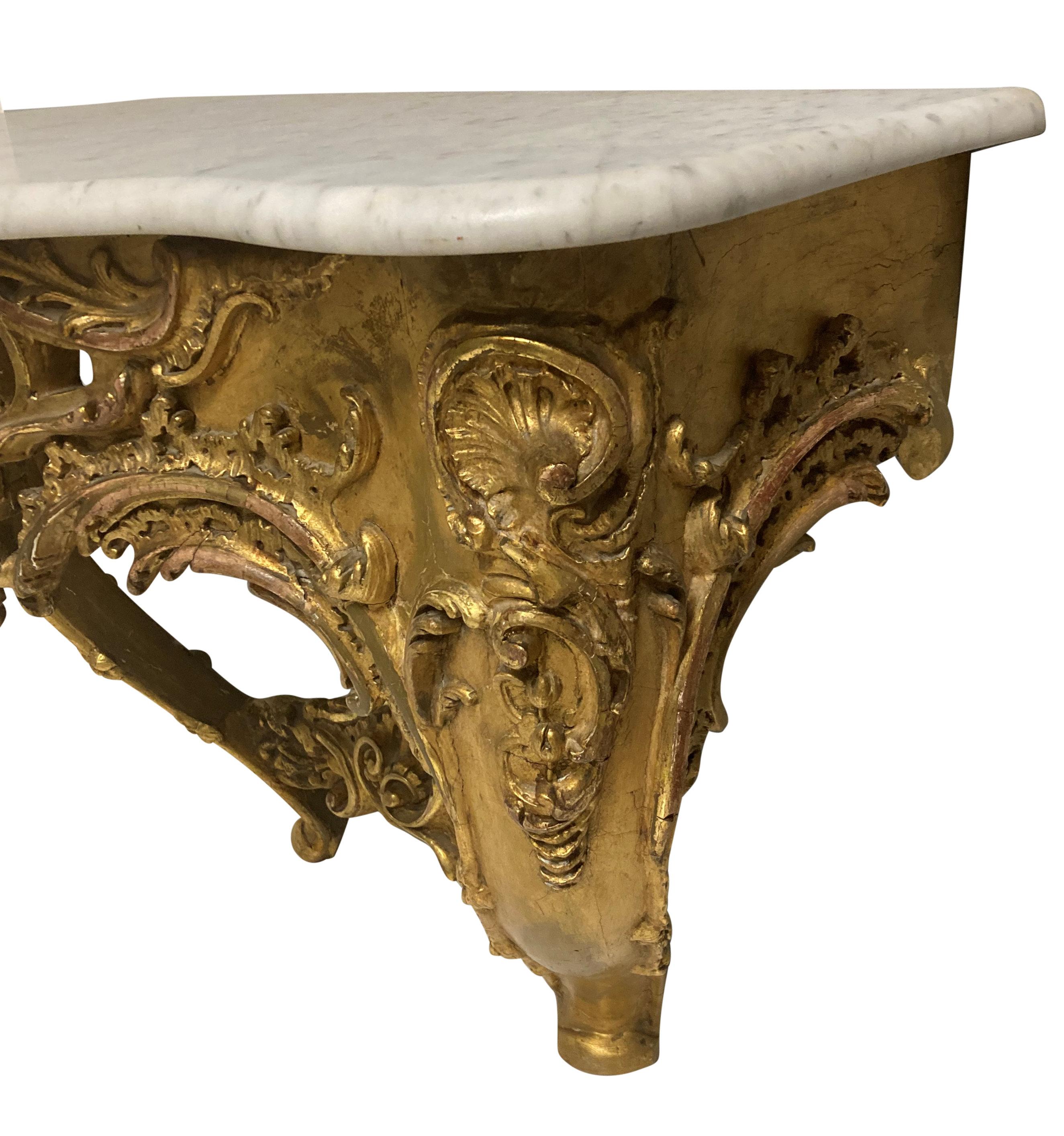 Late 19th Century 19th Century German Giltwood Console Tabe For Sale