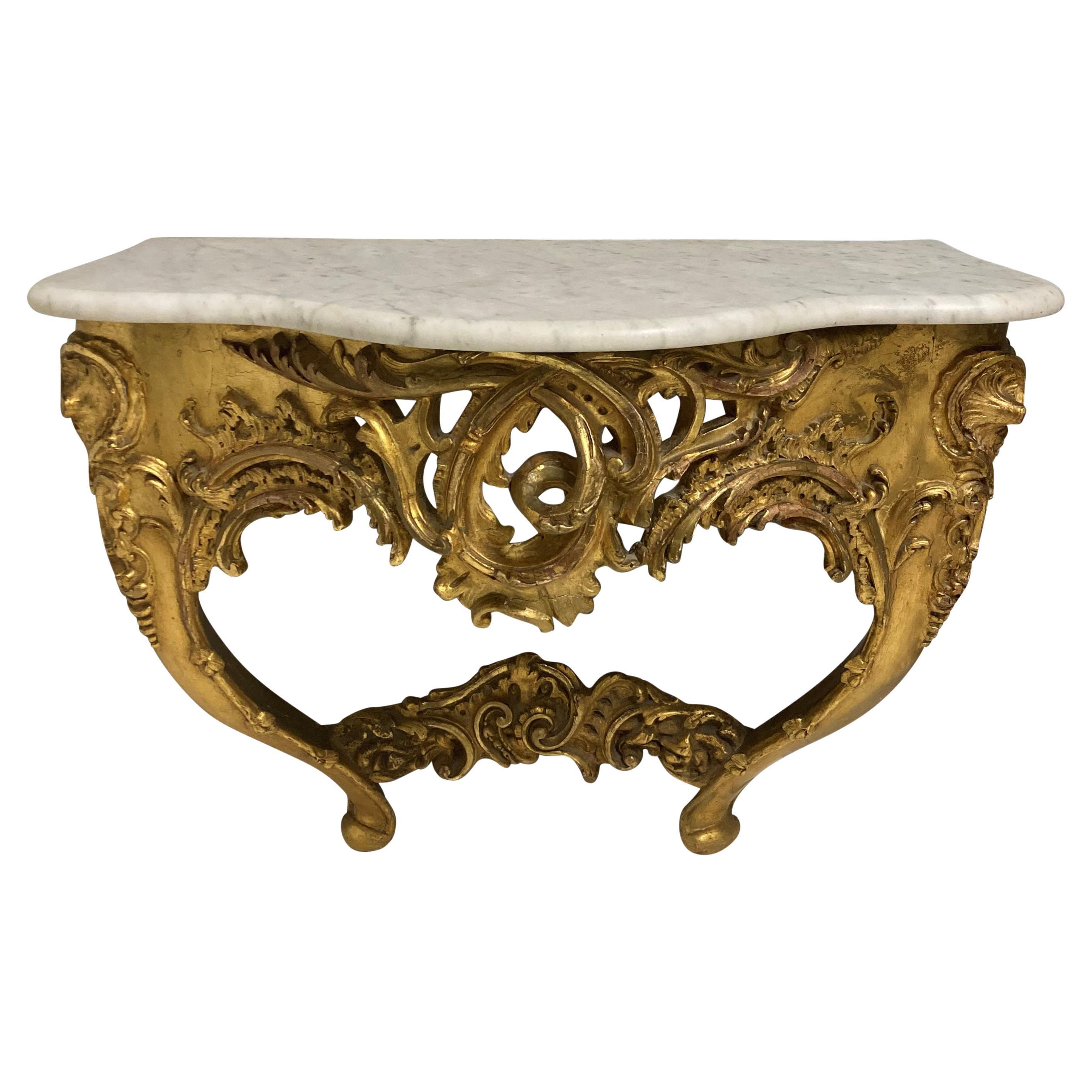 19th Century German Giltwood Console Tabe