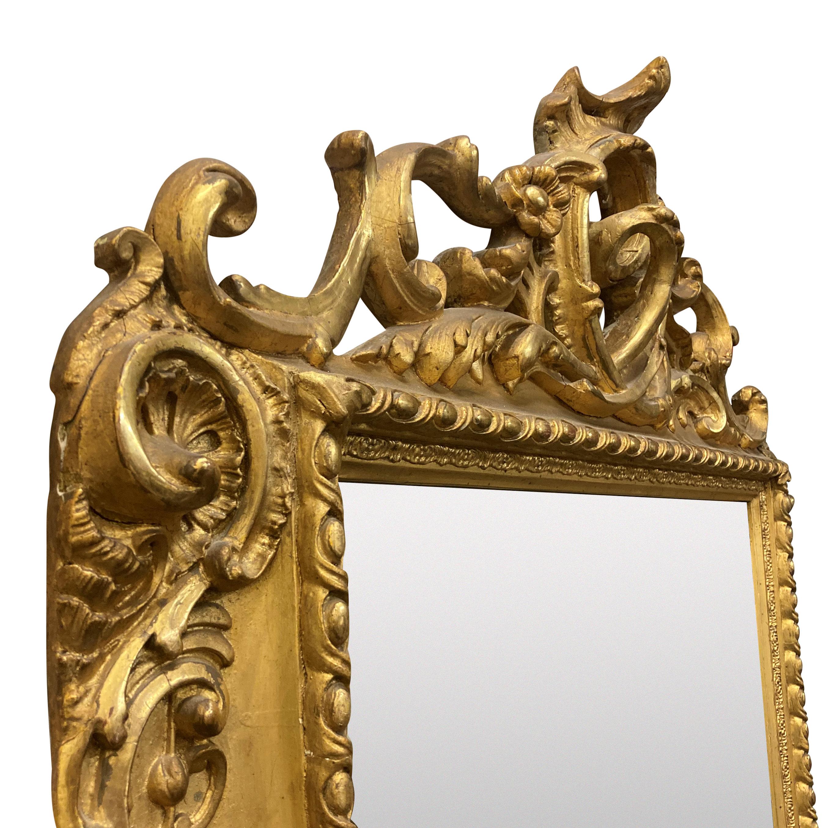 Allemand Miroir d'embarcadère allemand du XIXe siècle en bois doré en vente