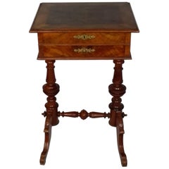 19th Century "German Gründerzeit" Burl Walnut Work Sewing End or Side Table