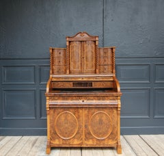19th Century German Gründerzeit Nutwood and Burl Writing Desk Secretary