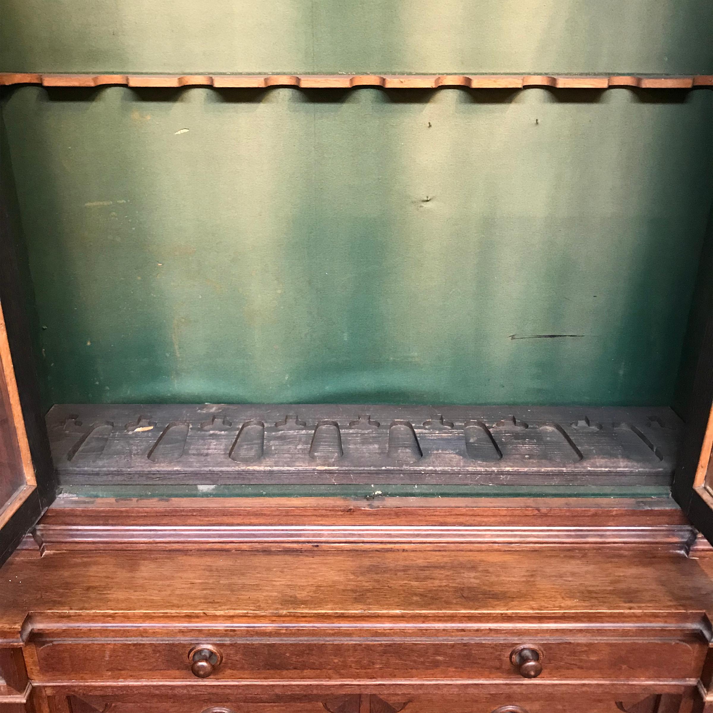 19th Century German Gun Cabinet with Stag Trophy Mount In Good Condition In Chicago, IL