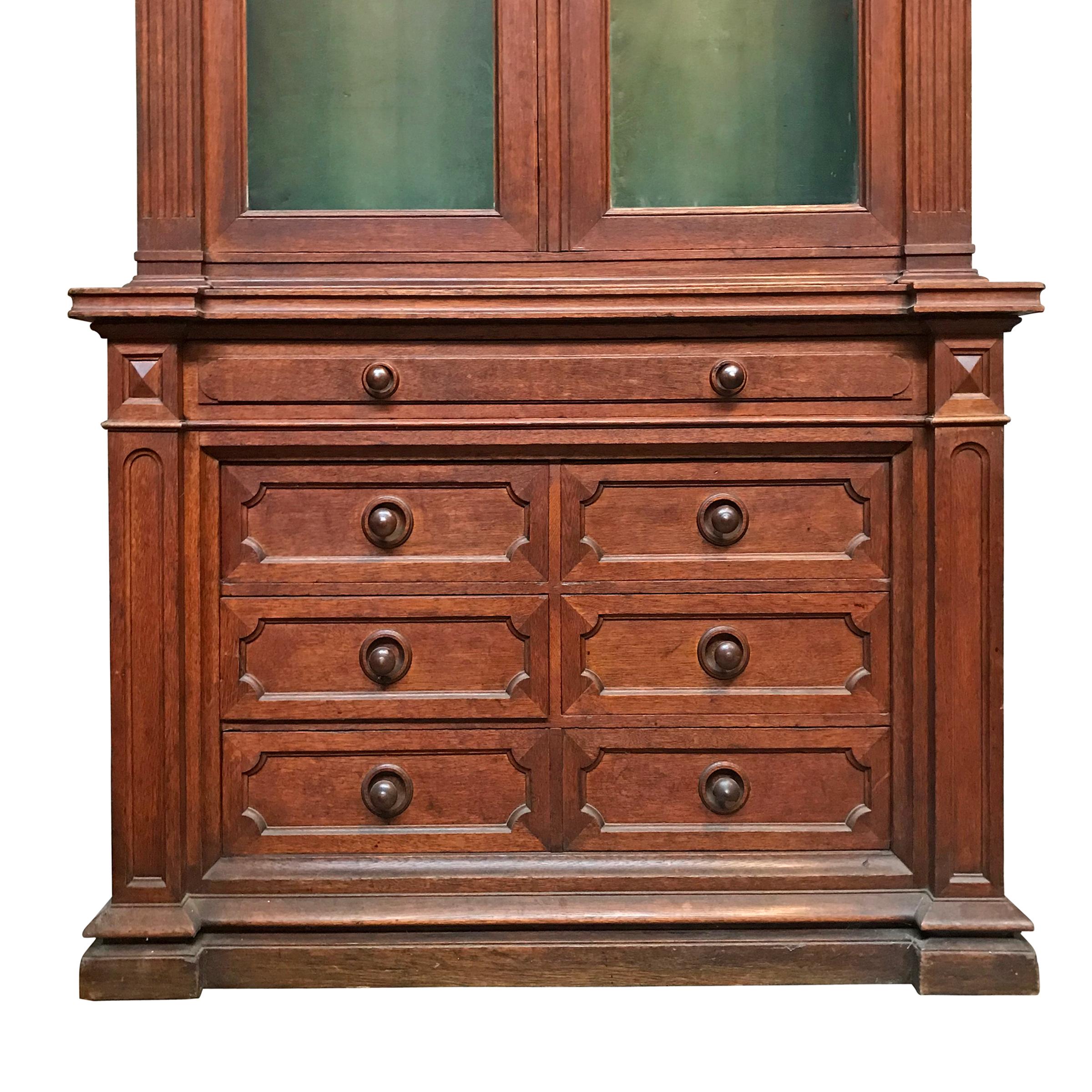 19th Century German Gun Cabinet With Stag Trophy Mount For Sale At