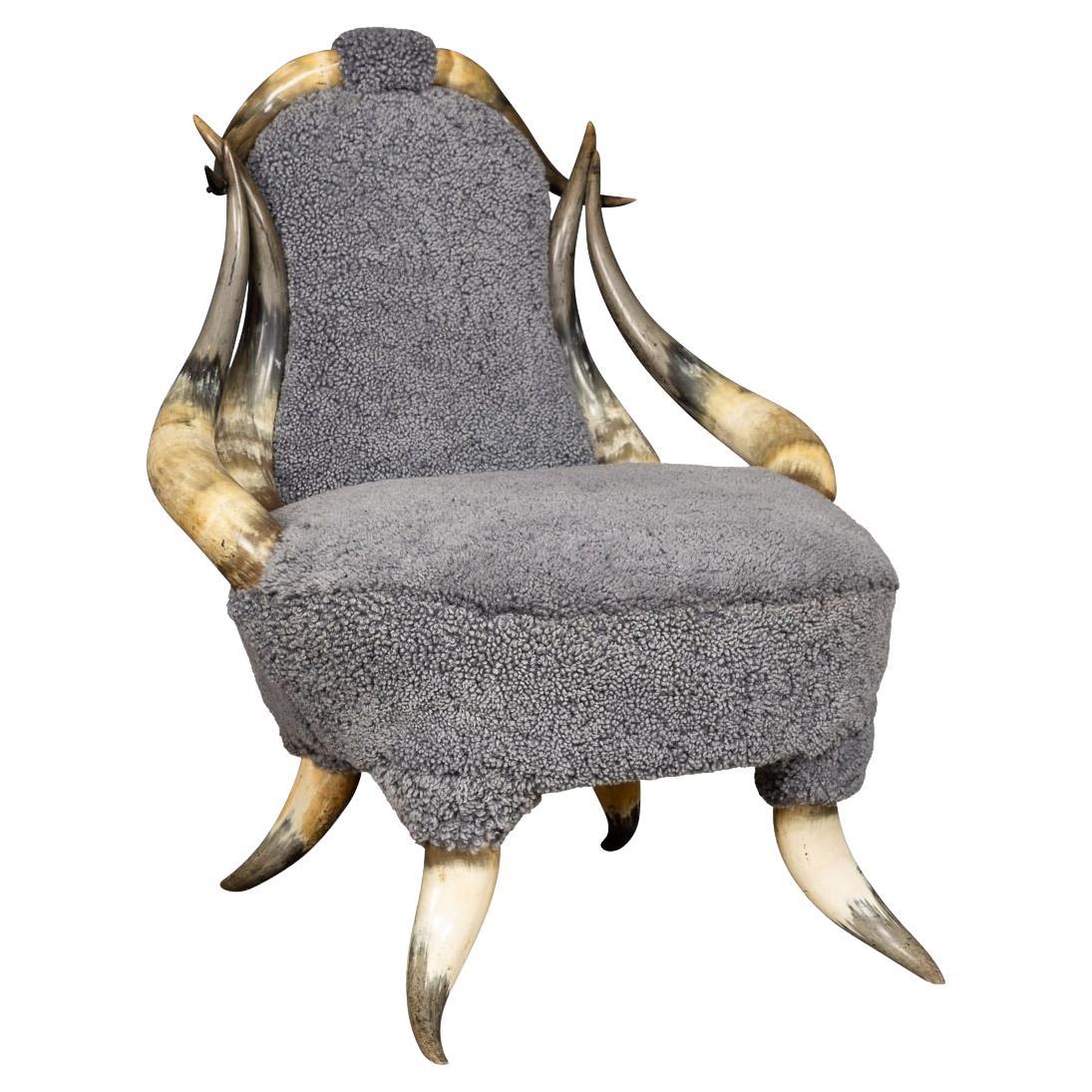 19th Century German Hall Bull Horn Chair, Black Forest, c.1880