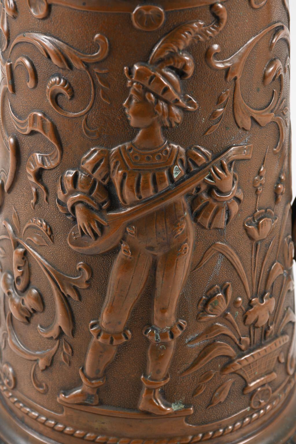 Deutsche gehämmerte Kupfer-Bierdosen des 19. Jahrhunderts, Can Stein, um 1870  im Angebot 11