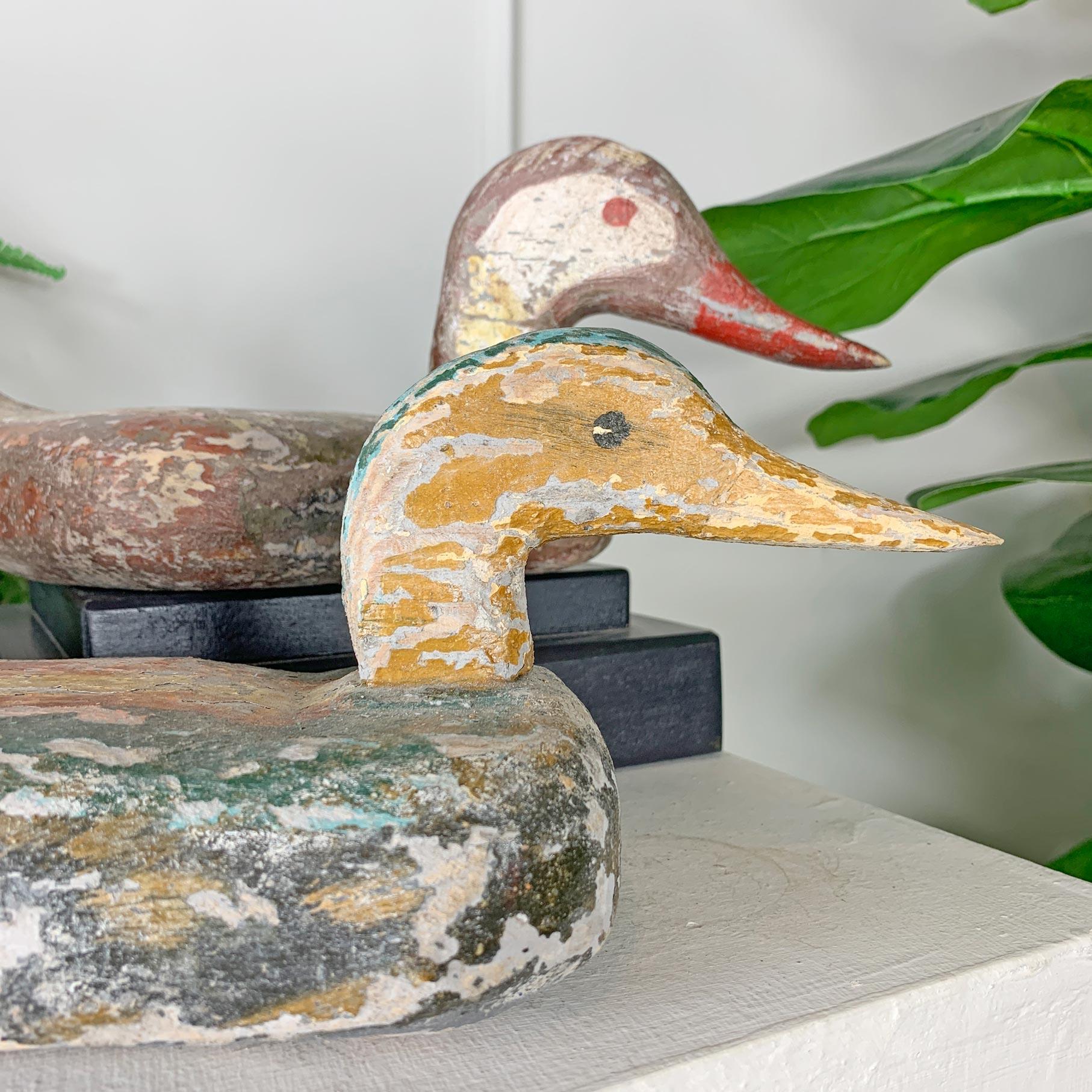 Folk Art 19th Century German Hand Carved and Painted Decoy Ducks