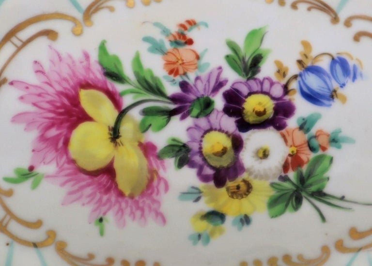 Hand-Painted 19th Century, German, Hand Painted Porcelain, Basket