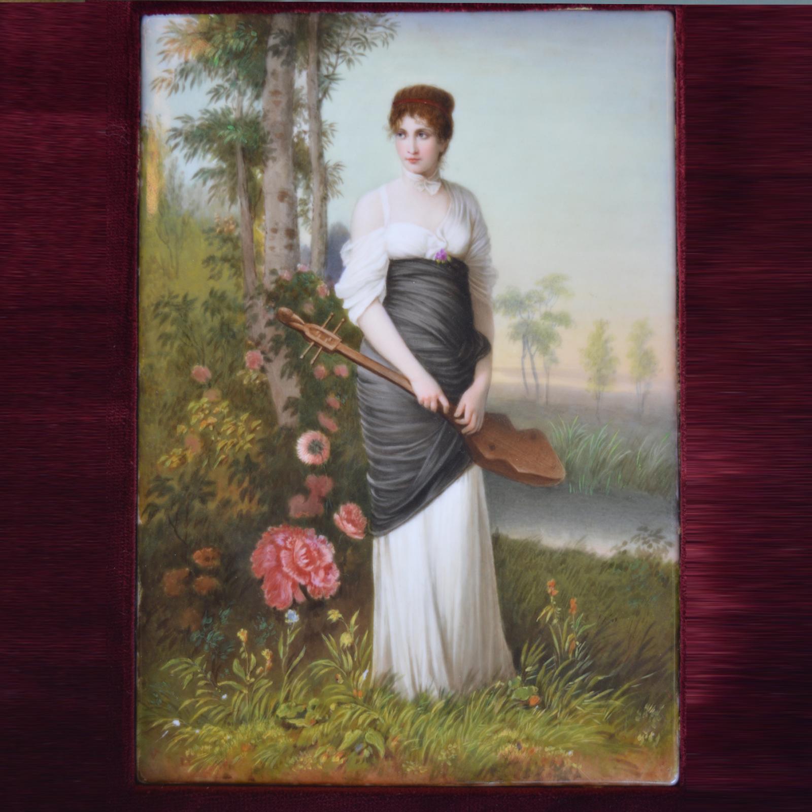 19th Century, German, Hand Painted Porcelain Plaque In Good Condition For Sale In Los Angeles, CA