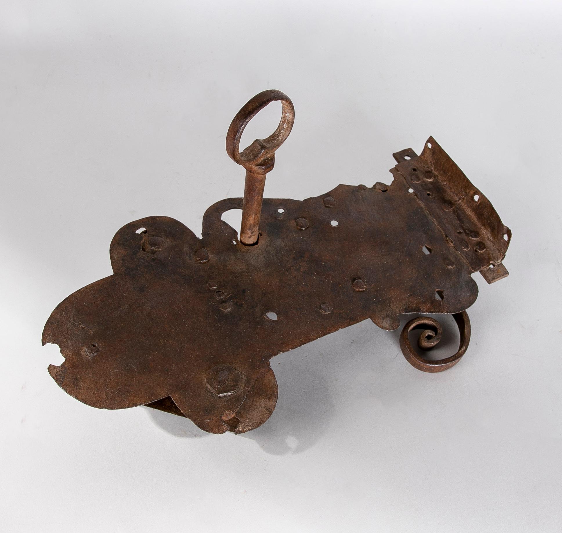19th Century German Iron Door Lock For Sale 2