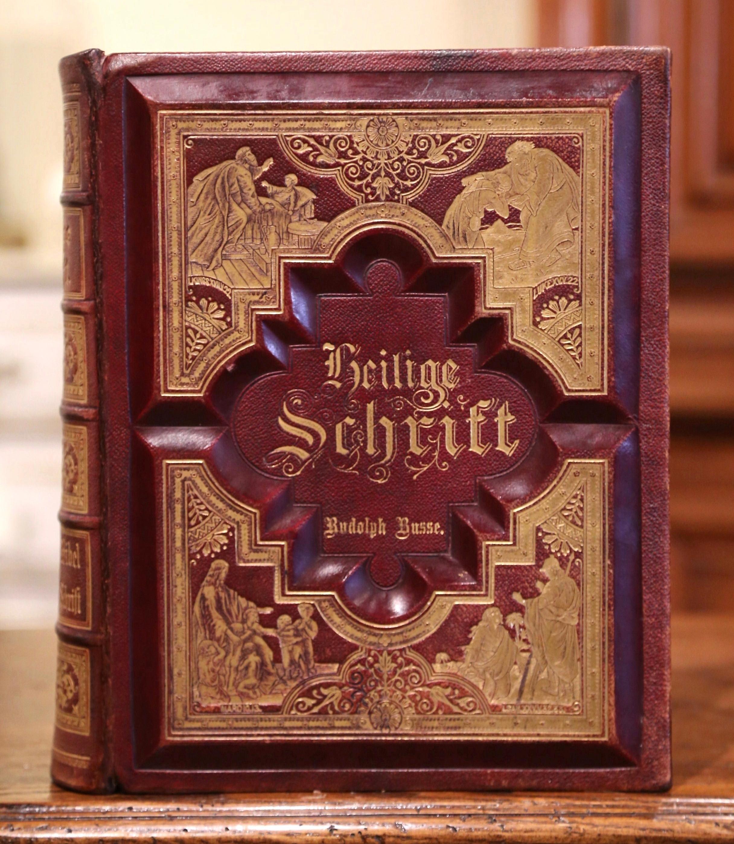 This beautiful antique Holy Bible was printed in Philadelphia, by A. J. Holman & C. Dated 1891 and written in German, the 
