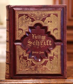 Biblia alemana del siglo XIX con cubierta de cuero "Bibel Heilige Schrift", fechada en 1891