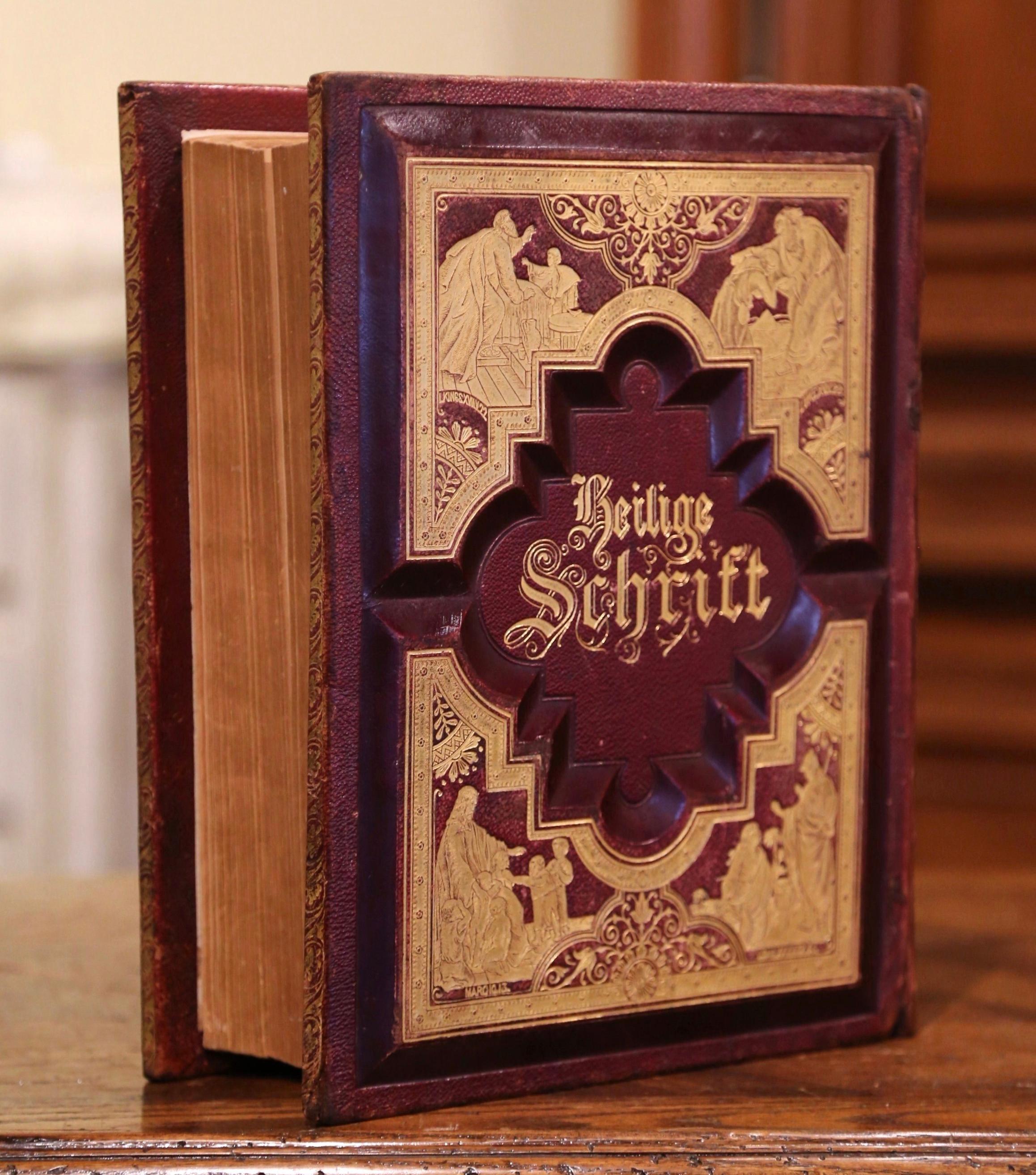 Deutsche Ledereinband „Bibel Heilige Schrift“-Bibel des 19. Jahrhunderts, datiert 1891 (amerikanisch)