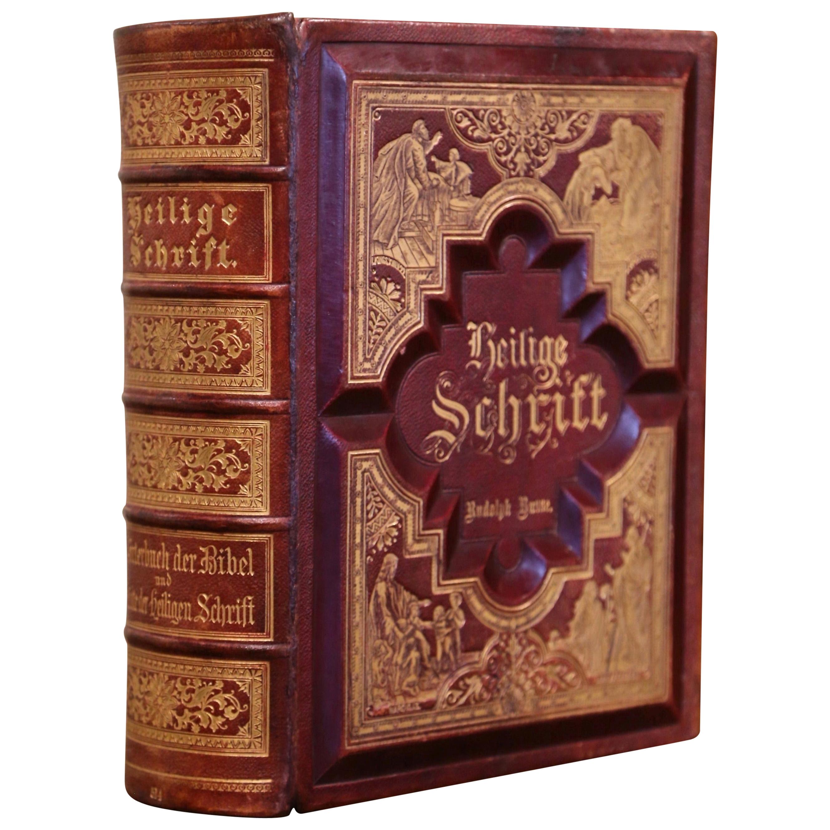 19th Century German Leather Cover "Bibel Heilige Schrift" Bible, Dated 1891