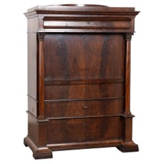 19th Century German Mahogany Biedermeier Secretary Bureau