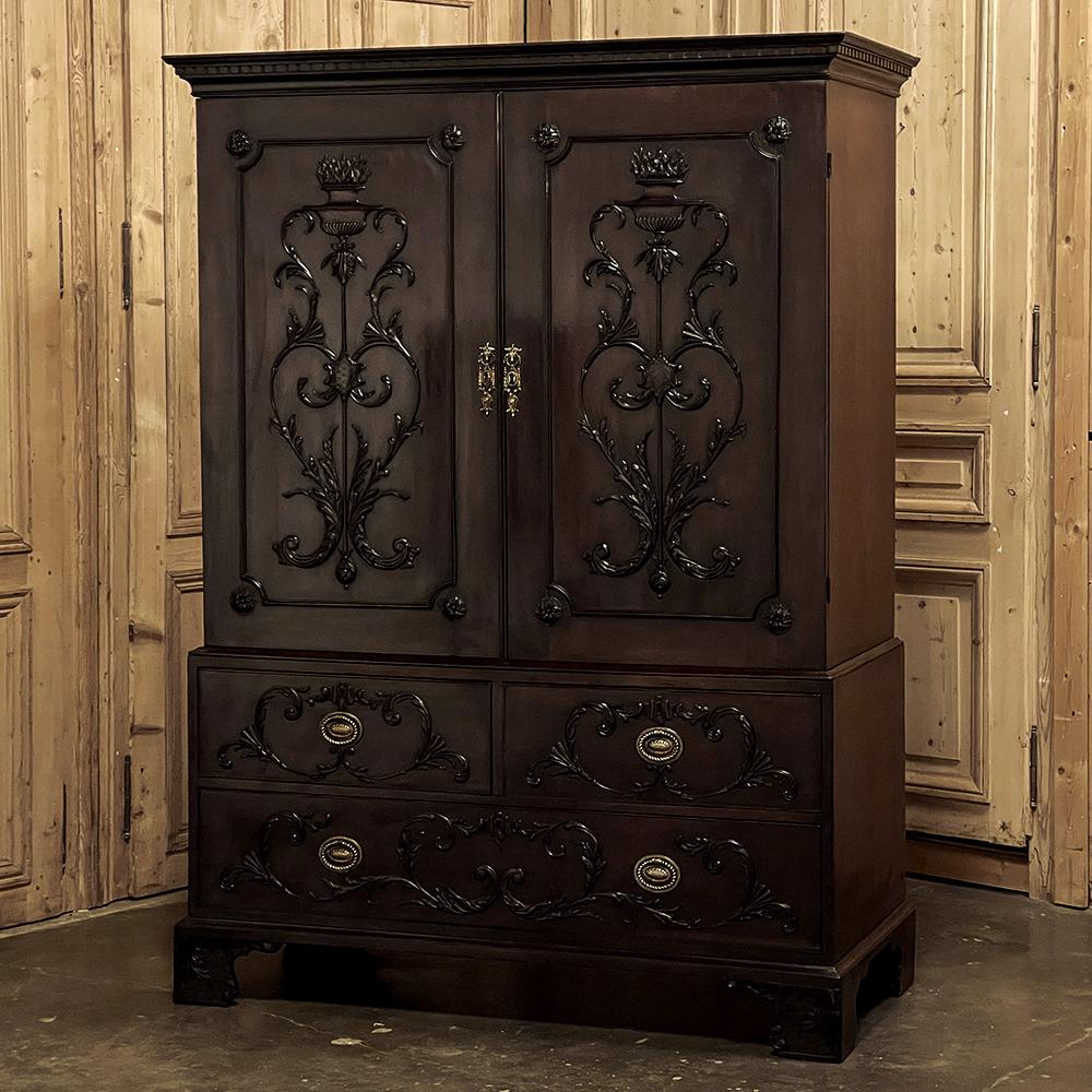 Allemand Armoire allemande en acajou du 19ème siècle ~ Presse en lin en vente