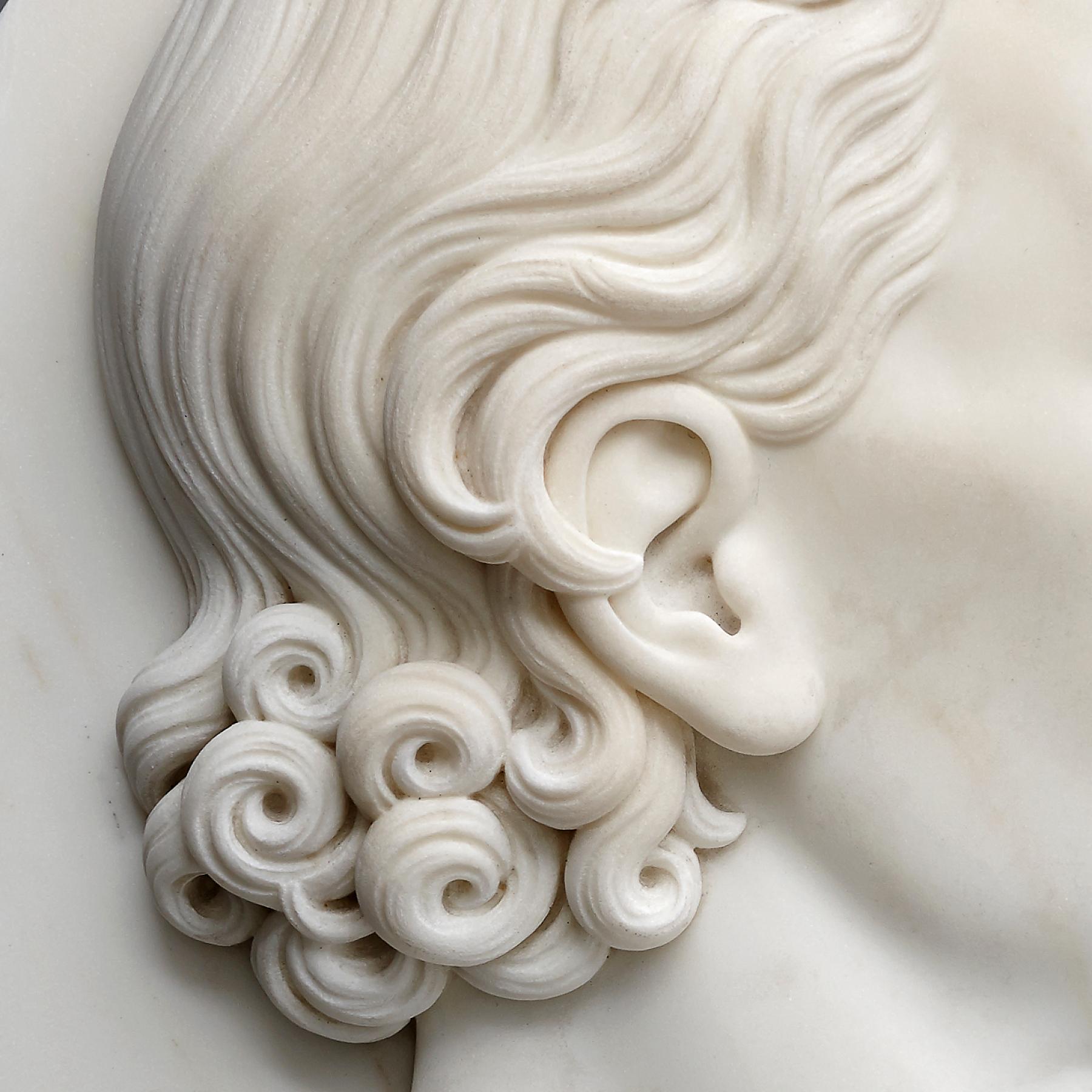 Relieve retrato en mármol alemán del siglo XIX de Friedrich von Schiller en Bueno estado para la venta en Worpswede / Bremen, DE