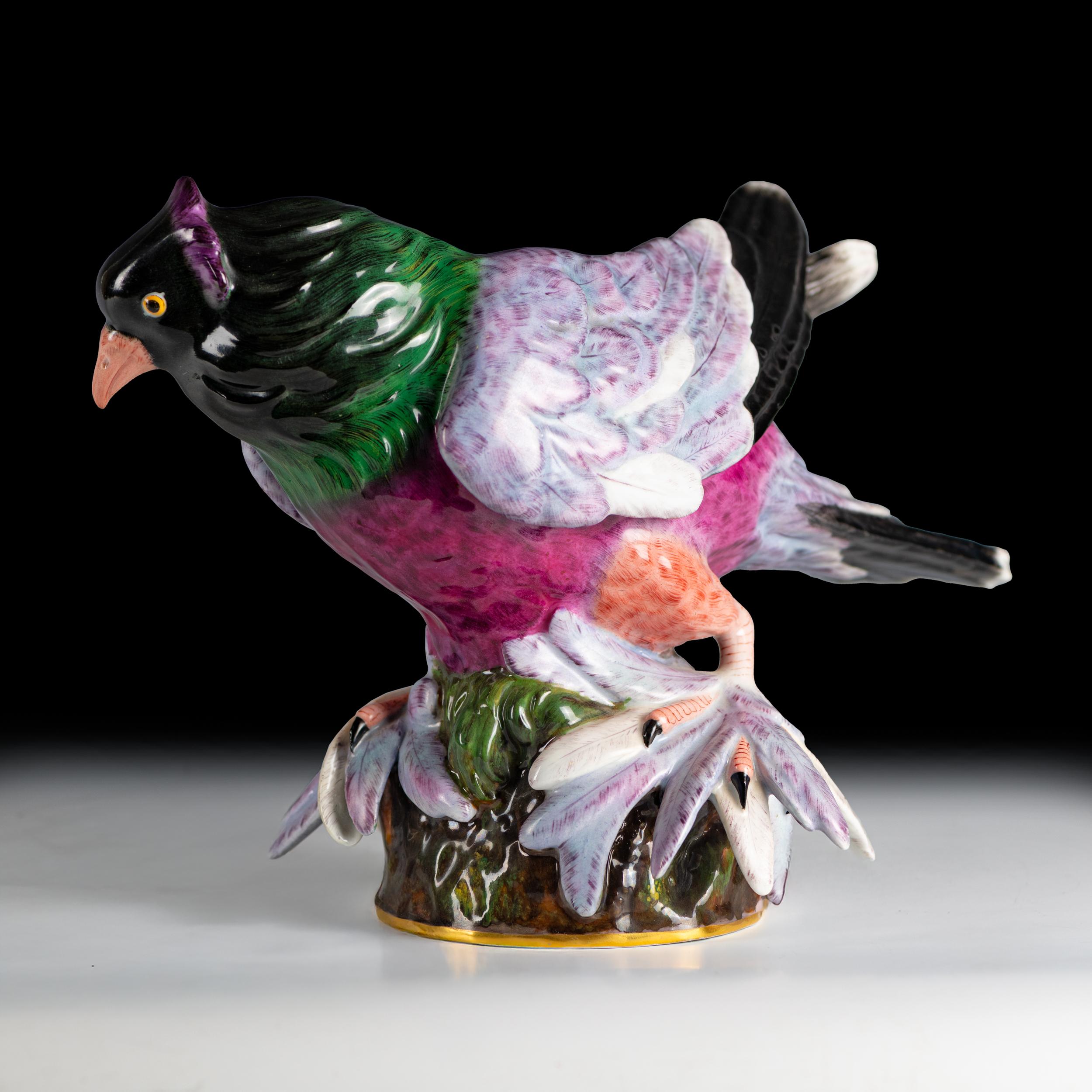 Rococò Modello in porcellana dipinta Meissen Porcelain del XIX secolo raffigurante un piccione in vendita