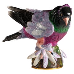 Modèle de pigeon allemand en porcelaine peinte de Meissen du 19ème siècle