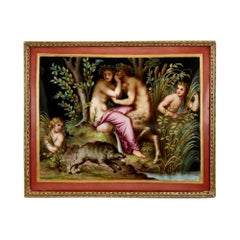 Placa de porcelana alemana pintada de Meissen del siglo XIX