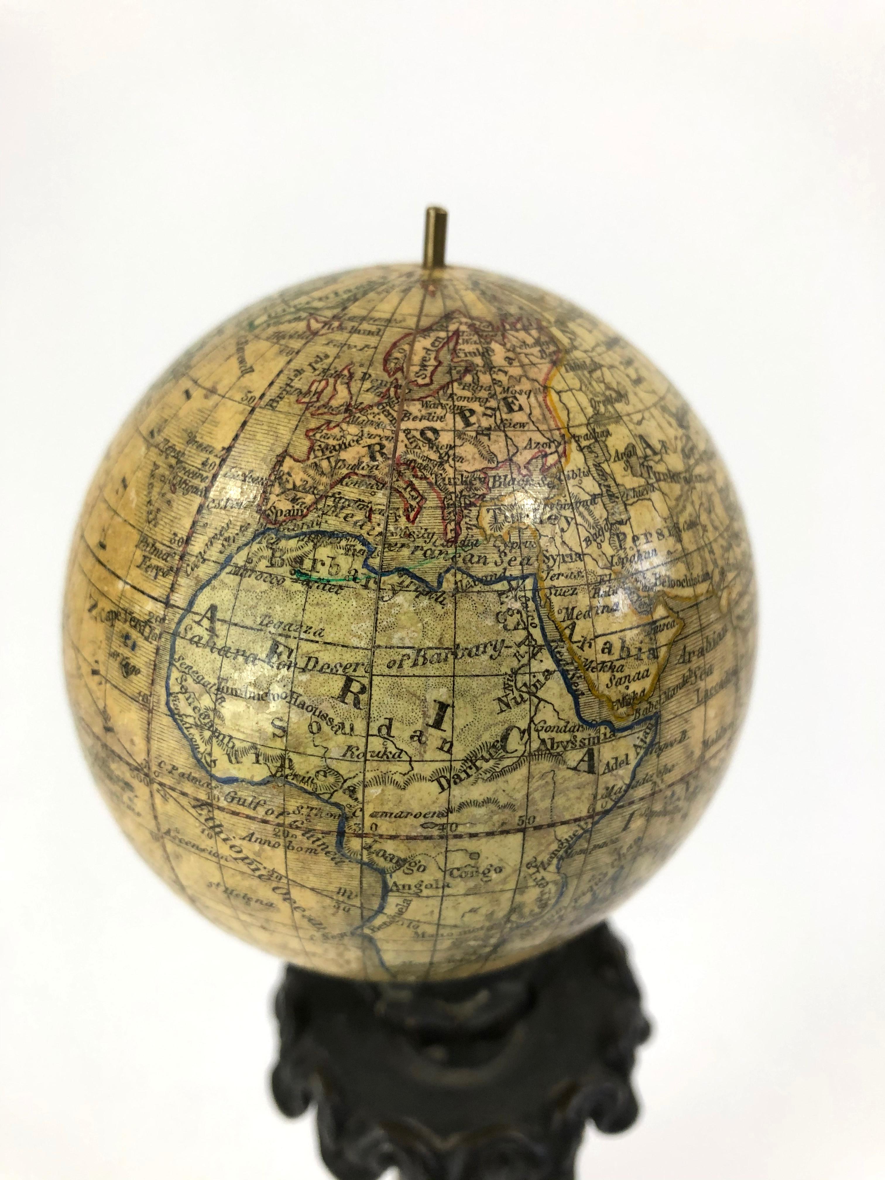 Late 19th Century 19th Century German Miniature Pocket Terrestrial Globe For Sale