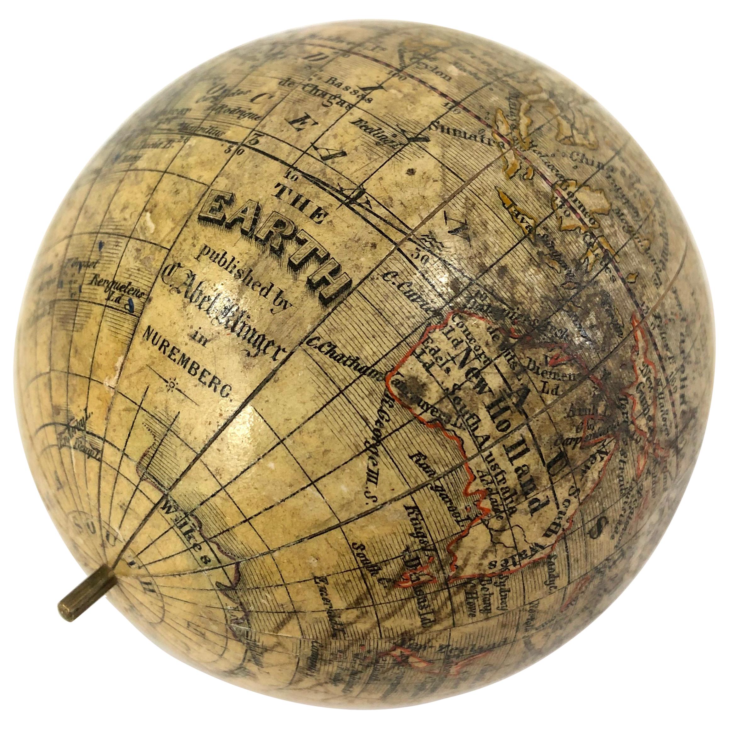 19th Century German Miniature Pocket Terrestrial Globe