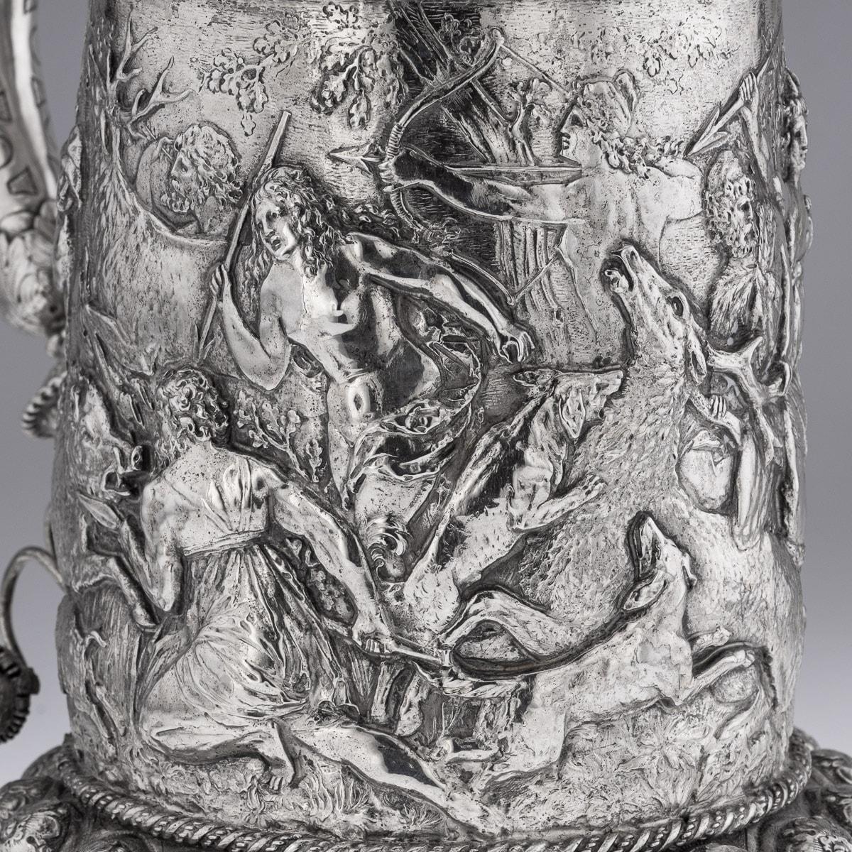19th Century German Monumental Solid Silver Tankard, Neresheimer, Hanau c.1890 For Sale 11