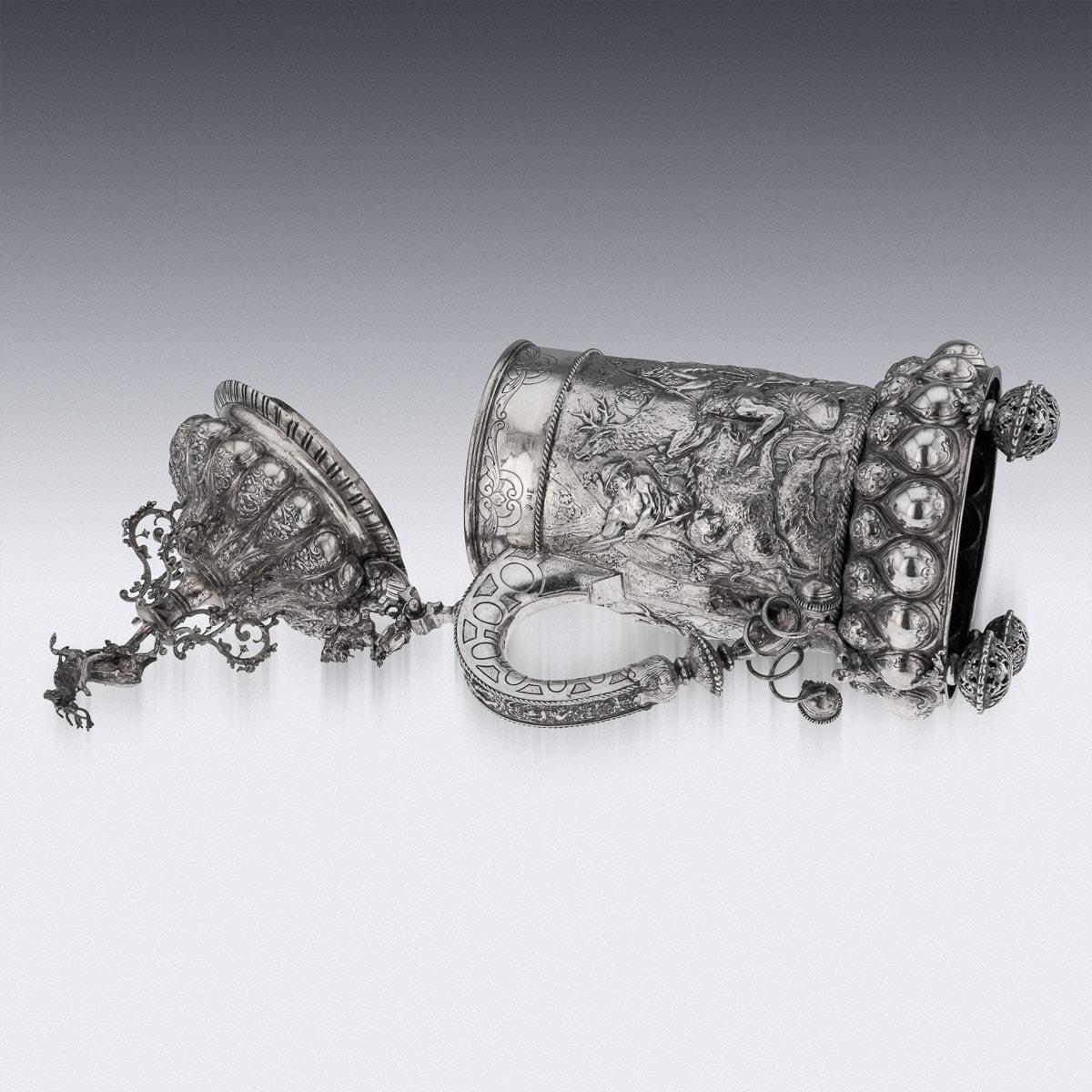19th Century German Monumental Solid Silver Tankard, Neresheimer, Hanau c.1890 For Sale 3