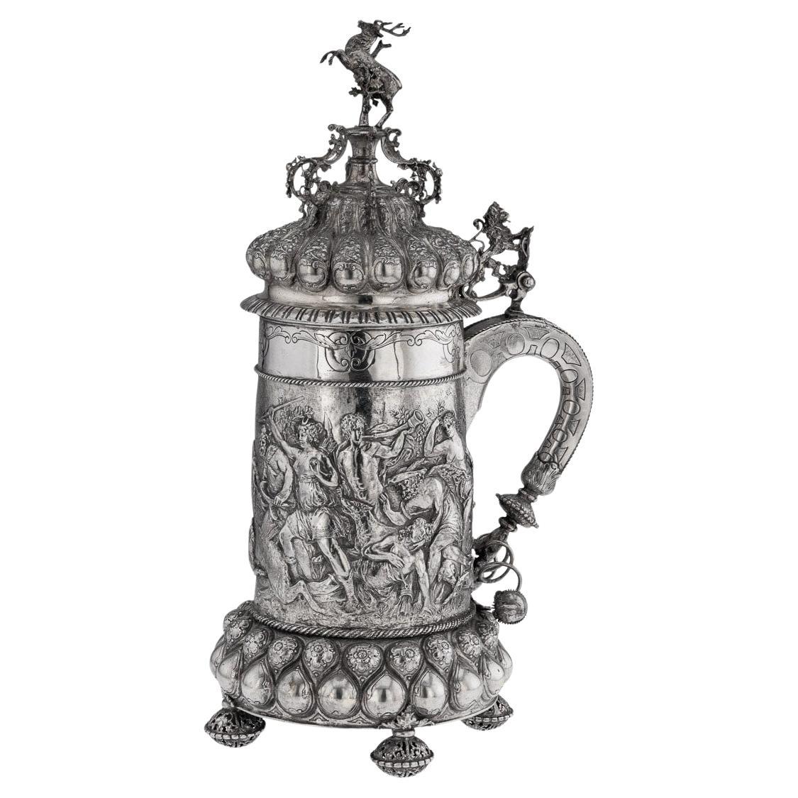19th Century German Monumental Solid Silver Tankard, Neresheimer, Hanau c.1890