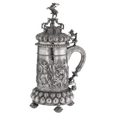 19th Century German Monumental Solid Silver Tankard, Neresheimer, Hanau c.1890
