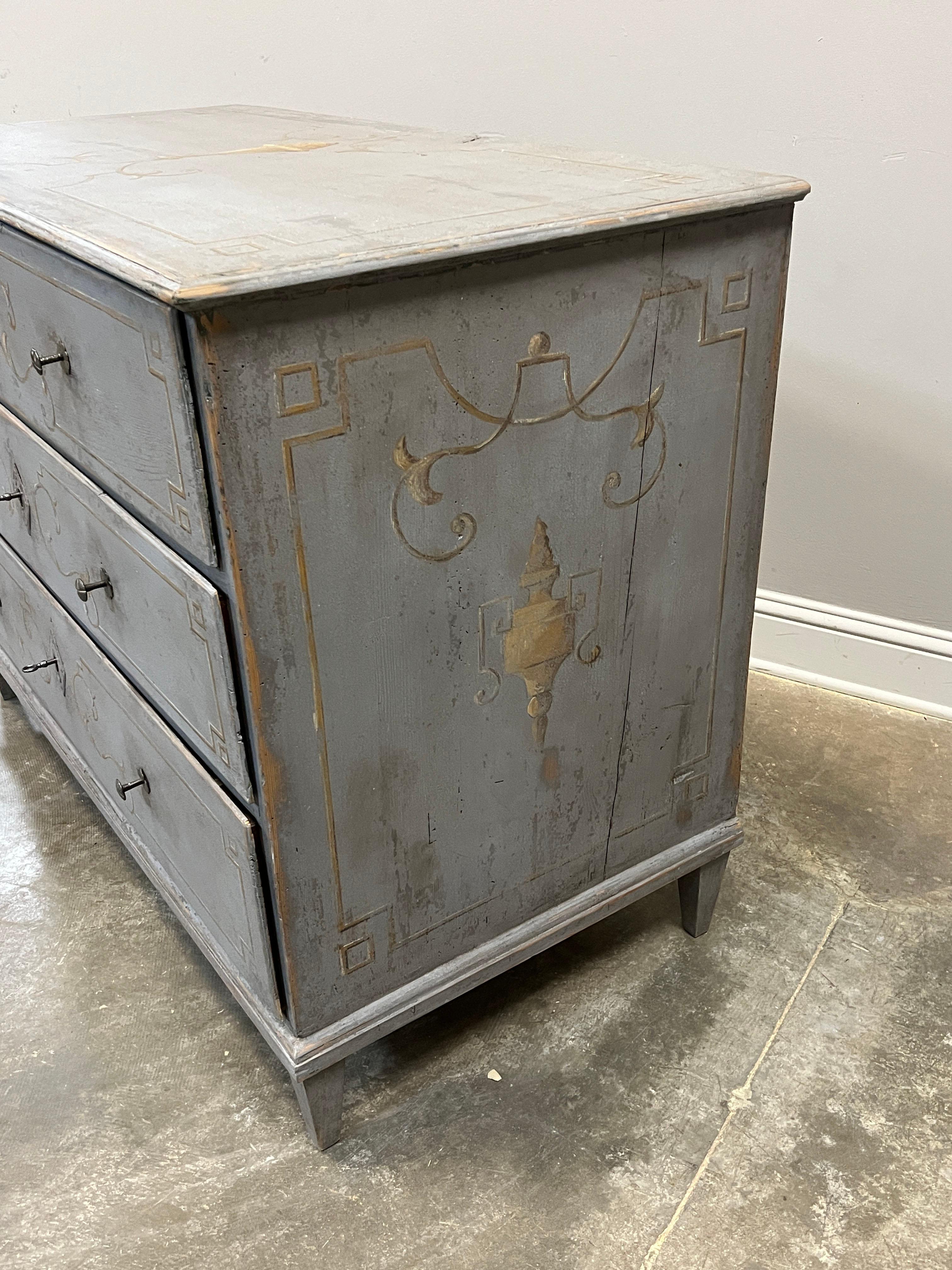 19th Century German Neoclassical Revival Painted Commode In Good Condition For Sale In Houston, US