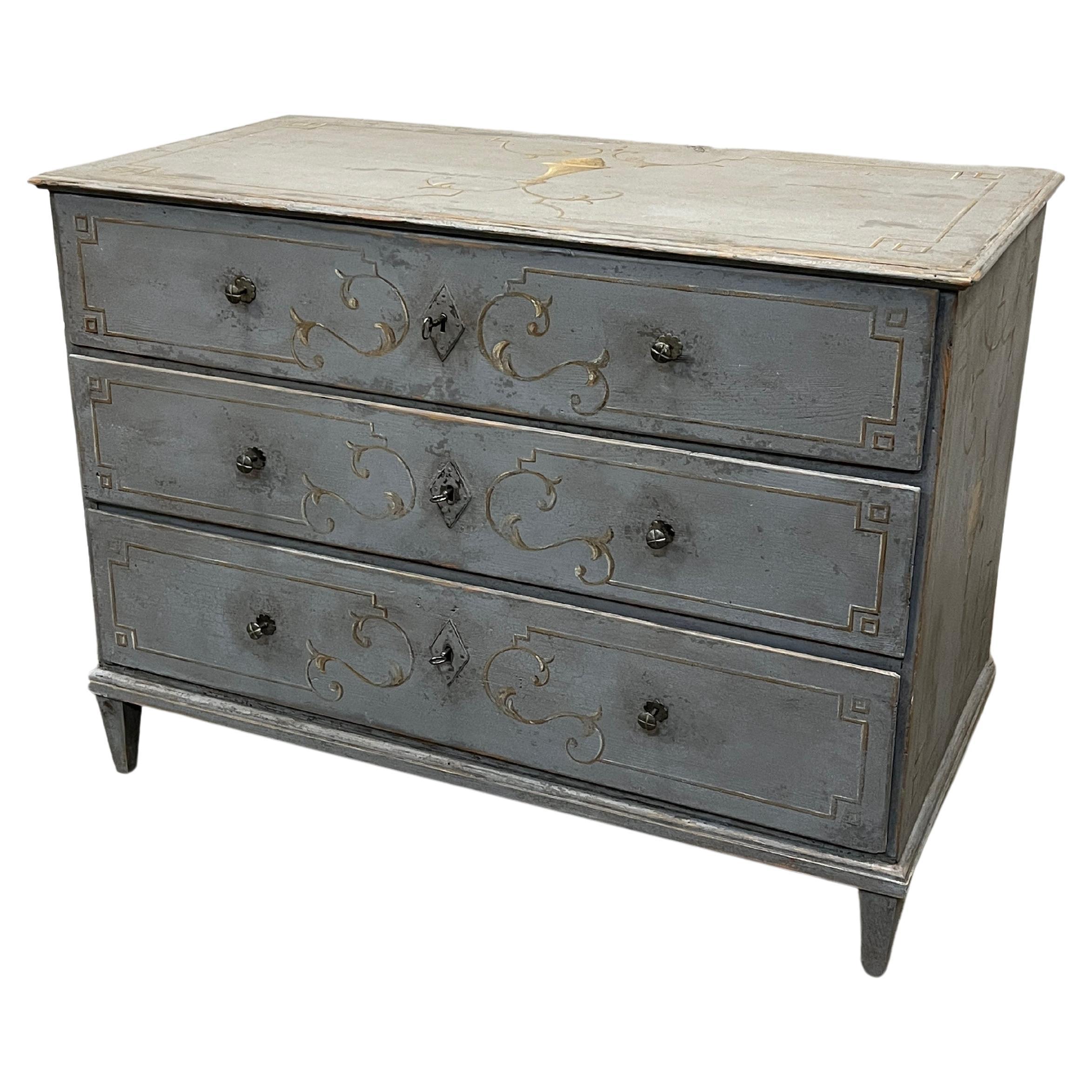 19th Century German Neoclassical Revival Painted Commode For Sale