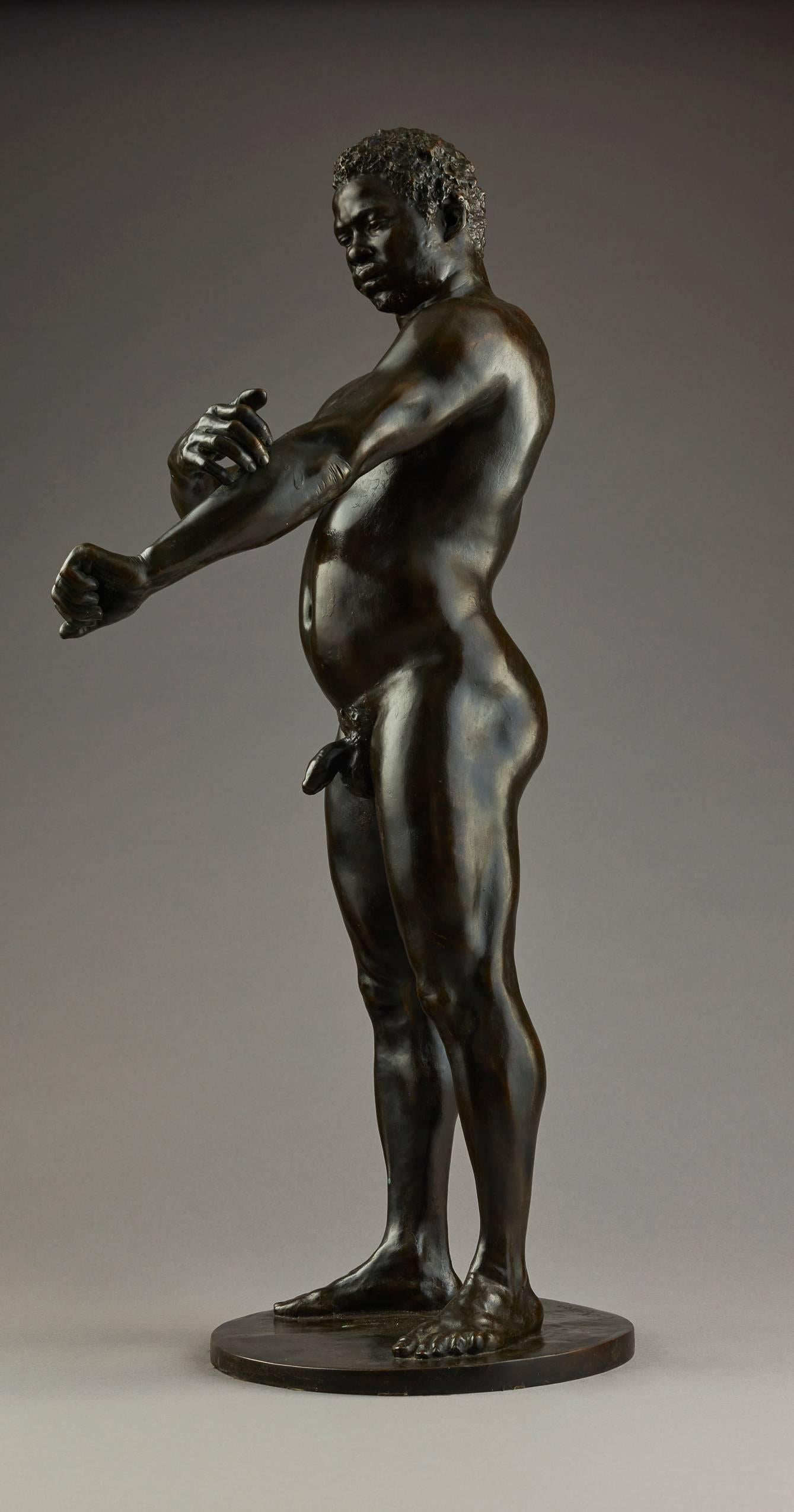 Mouvement esthétique Sculpture en bronze d'athlète masculin nu allemand du 19ème siècle