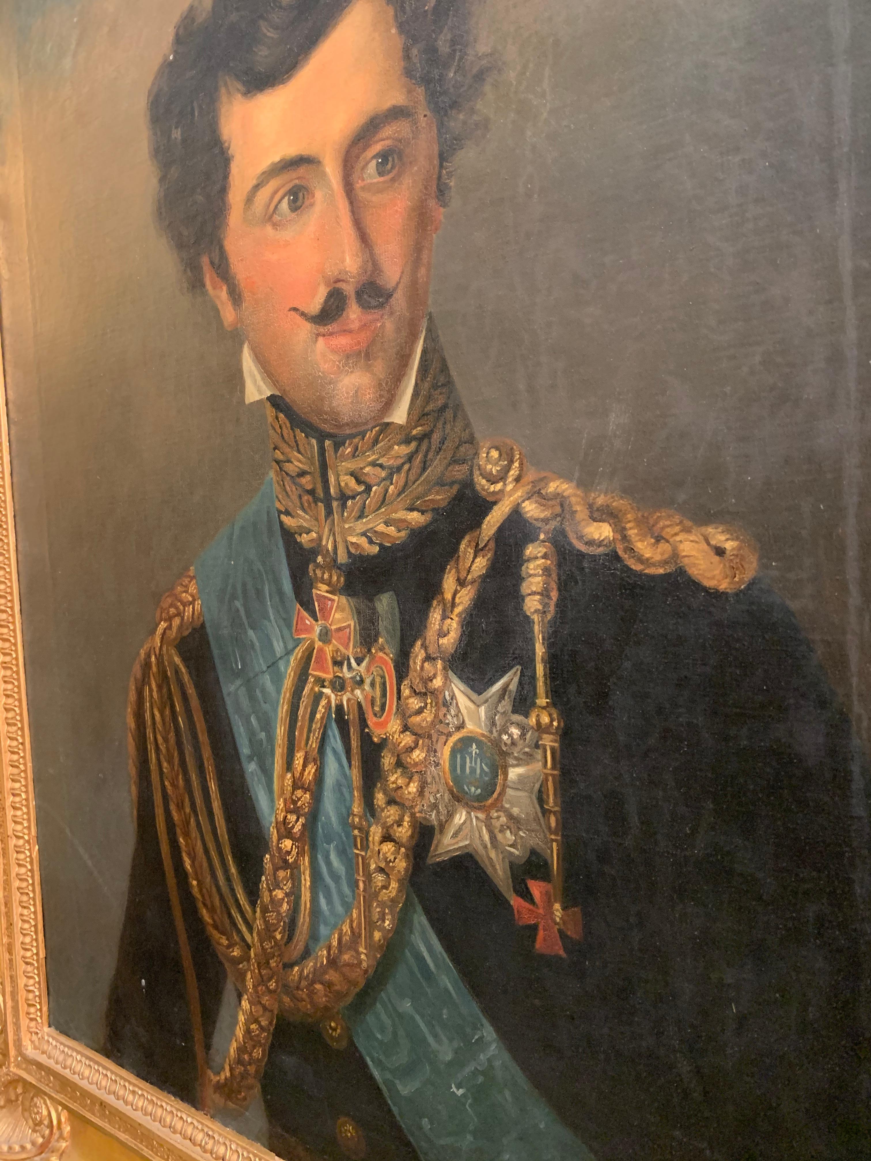 19th Century German Oil Painting, High Ranking Officer/Gentleman in Gilt Frame In Good Condition In London, GB