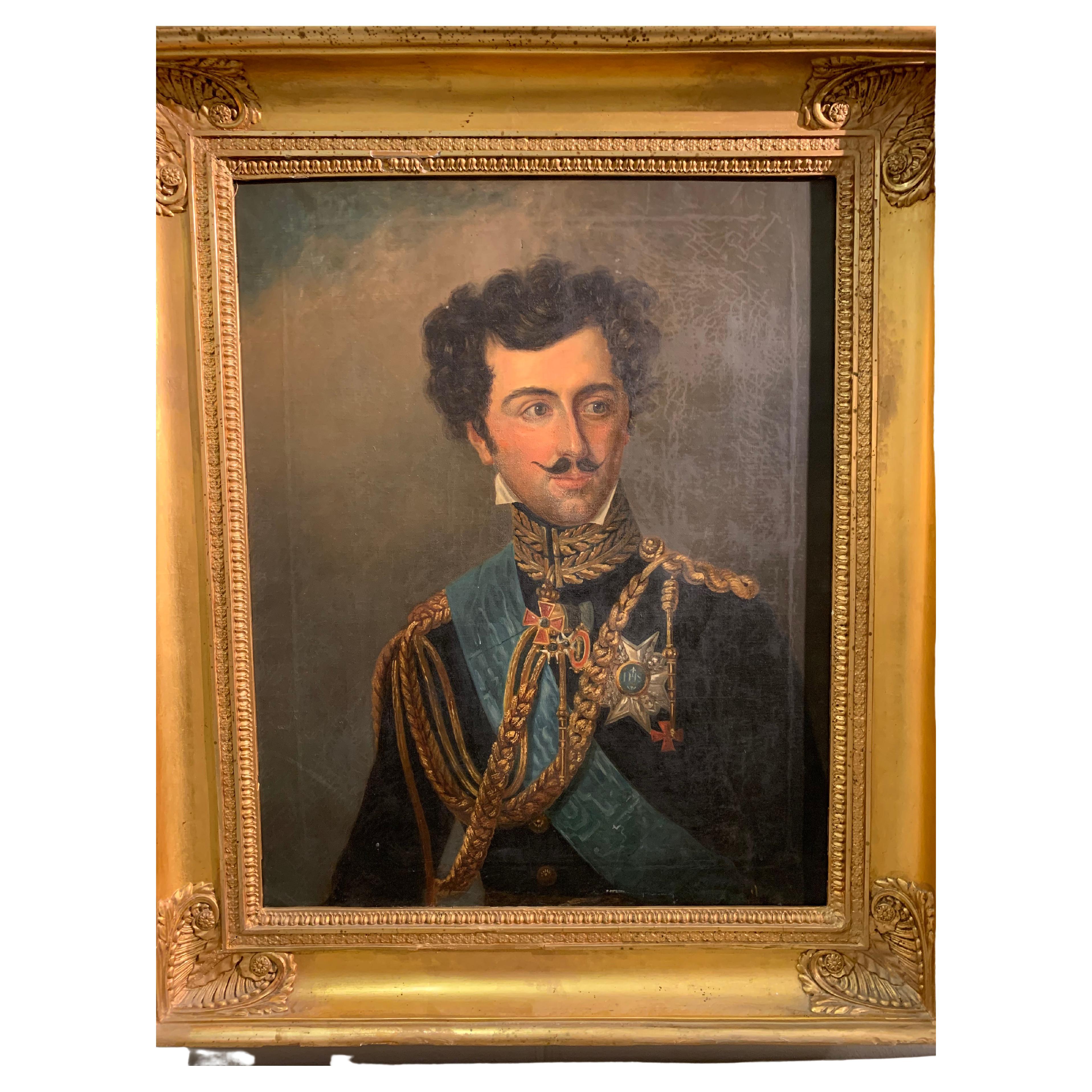 19th Century German Oil Painting, High Ranking Officer/Gentleman in Gilt Frame