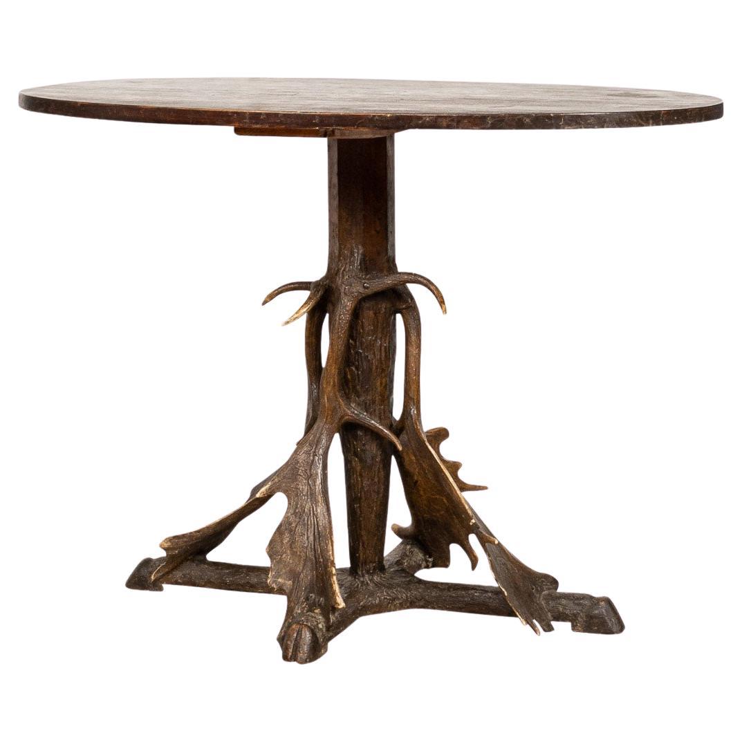 19th Century German Or Swiss Black Forest Occasional Table, c.1890