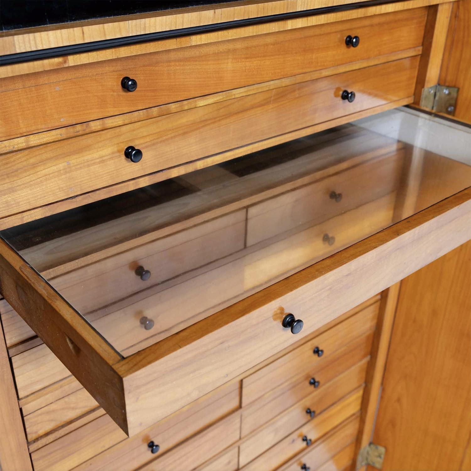 19th Century German Pair of Antique Biedermeier Cherrywood Display Cabinets For Sale 7