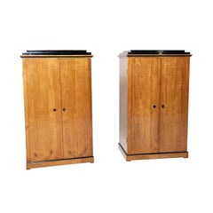 19th Century German Pair of Antique Biedermeier Cherrywood Display Cabinets