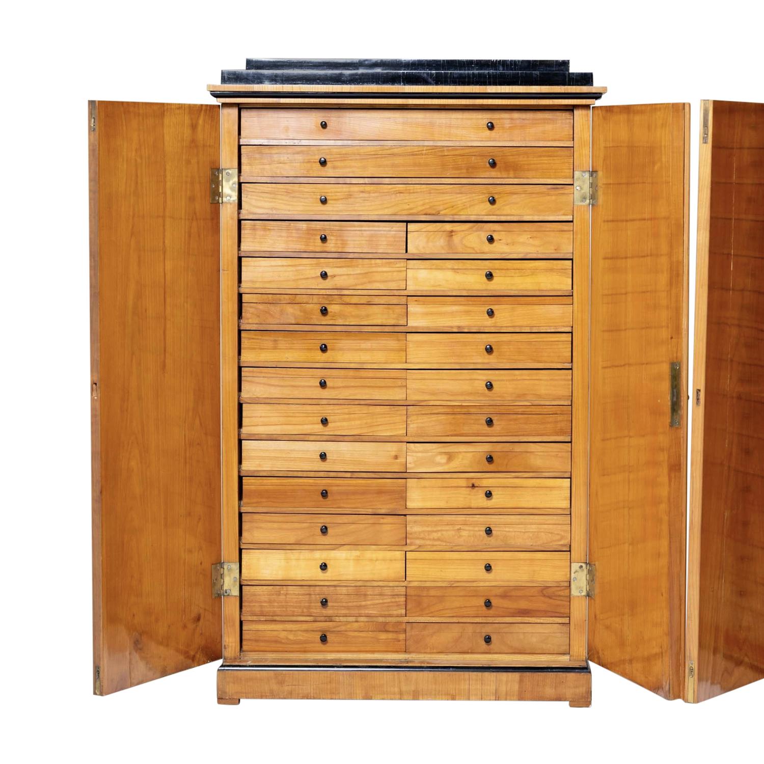 19th Century German Pair of Antique Biedermeier Cherrywood Display Cabinets For Sale 3
