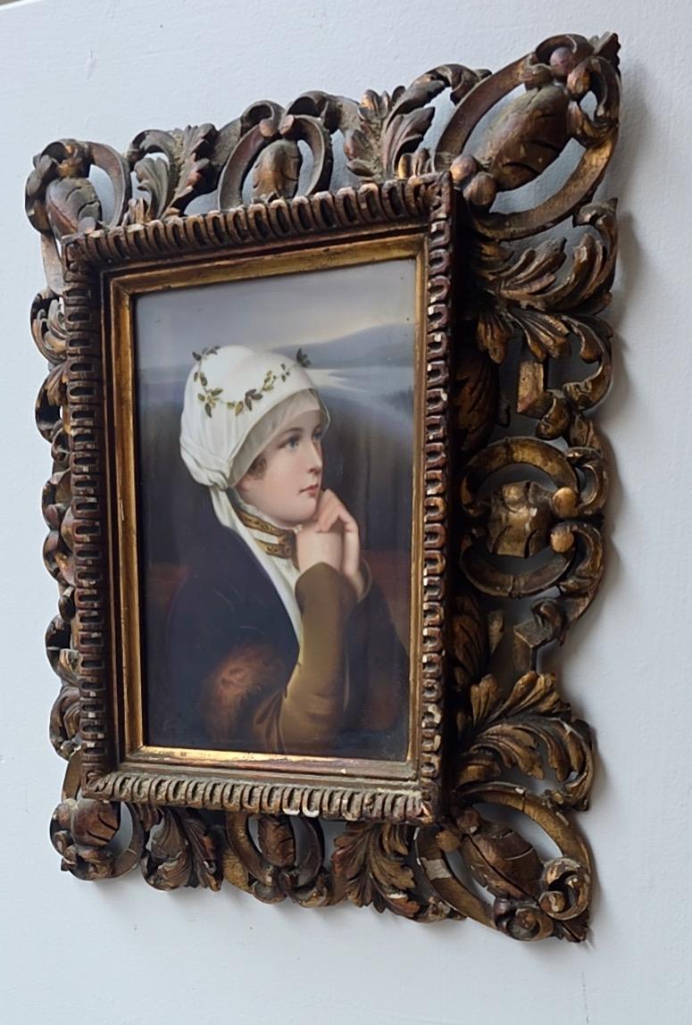 19th Century German Pair of Hand-painted Porcelain Plaques, attributed to KPM For Sale 3
