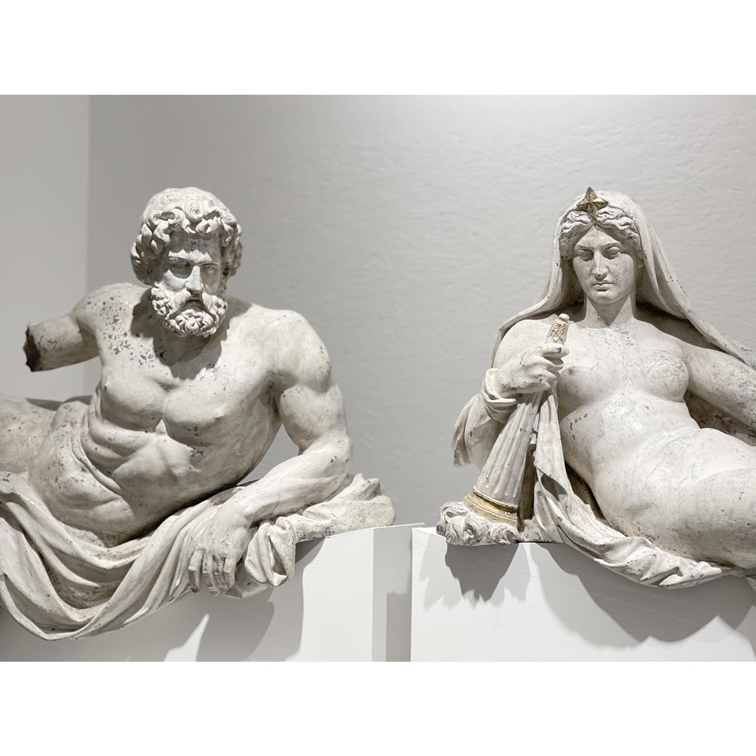 Pareja de esculturas alemanas del siglo XIX en zinc de Philipp Konrad Moritz Geiss Alemán en venta