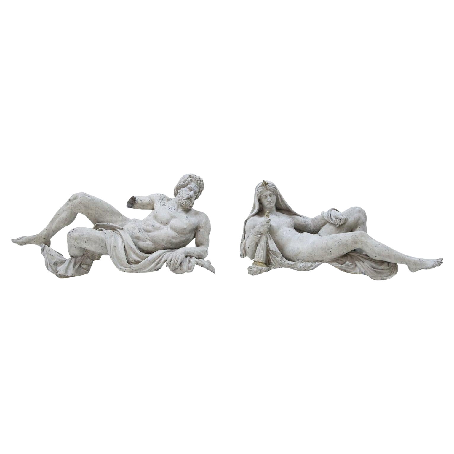 19th Century German Pair of Sculptures in Zinc by Philipp Konrad Moritz Geiss