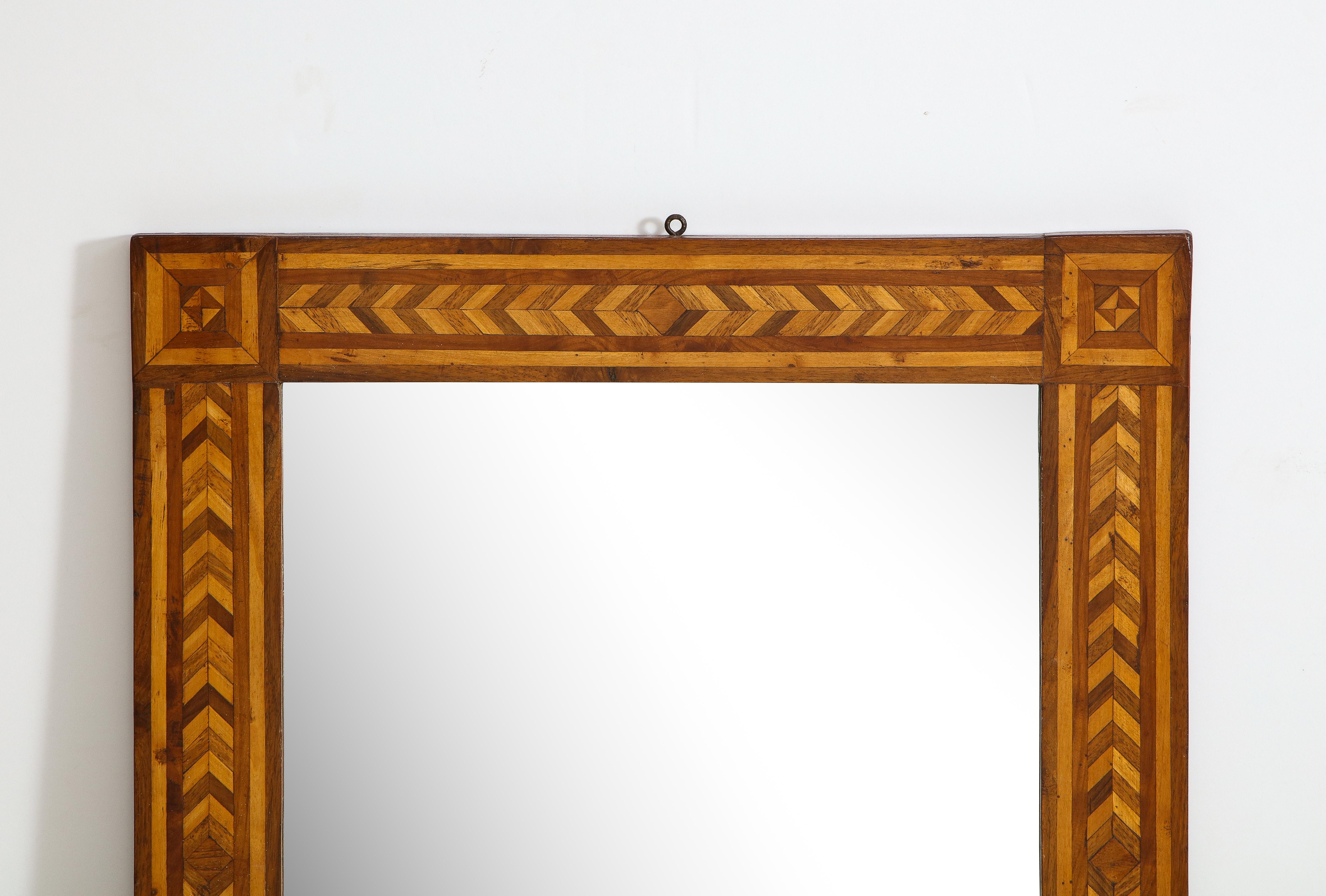 19th Century German Parquetry Wall Mirror In Good Condition In Chicago, IL